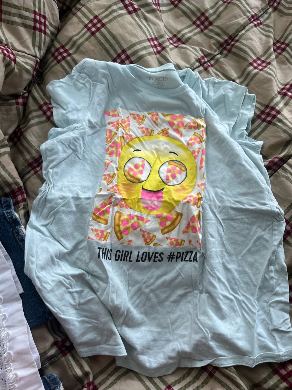 The Children's Place Light Blue Emoji Pizza Graphic Tee